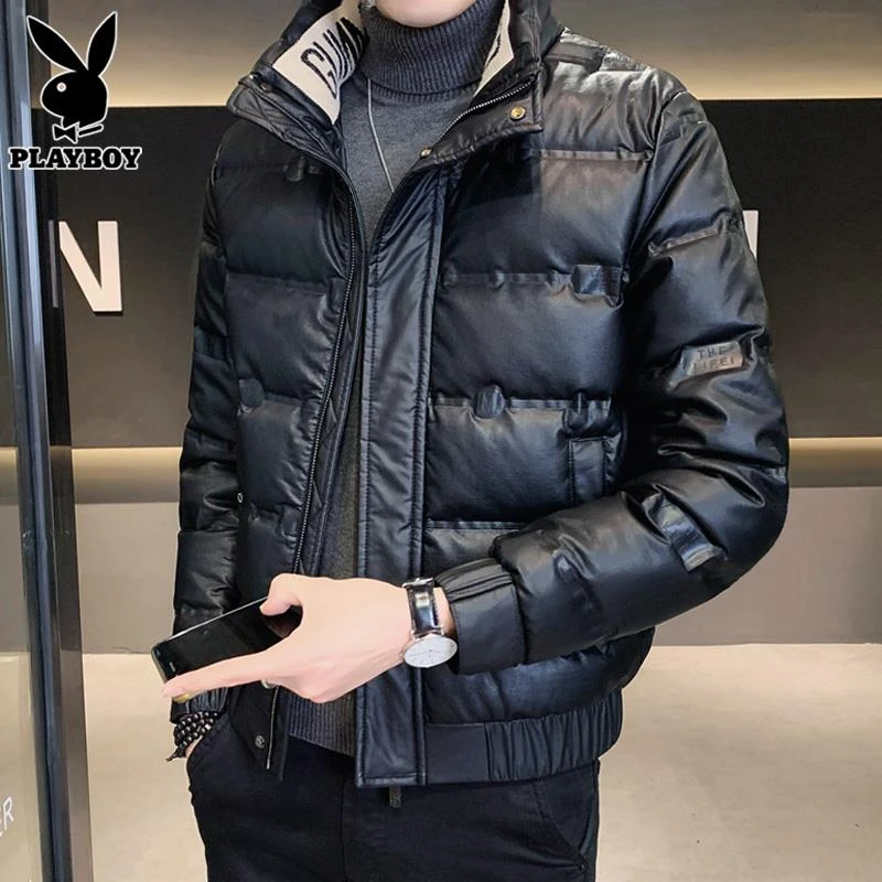 花花公子皮羽绒服男士2025年新款轻薄潮牌冬装加厚短款外套男冬季