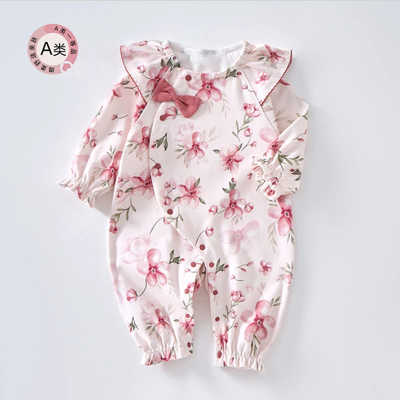 新生婴儿连体衣公主哈衣女宝宝新生儿哈衣春秋韩版纯棉长袖外出服