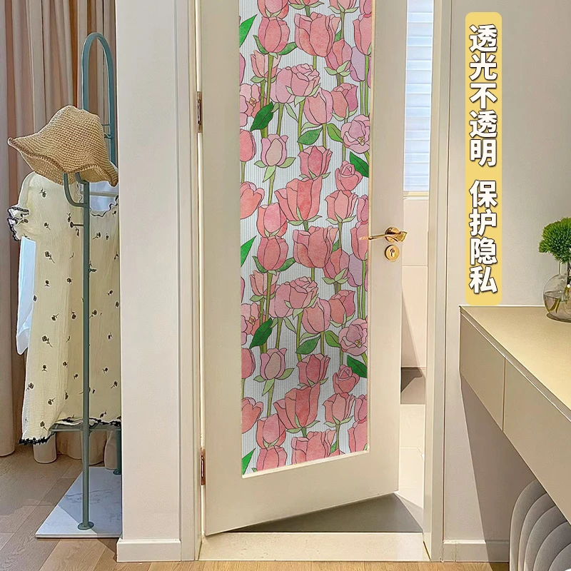 浴室玻璃门贴纸卫生间窗户磨砂贴膜透光不透明厕所防窥防走光窗贴