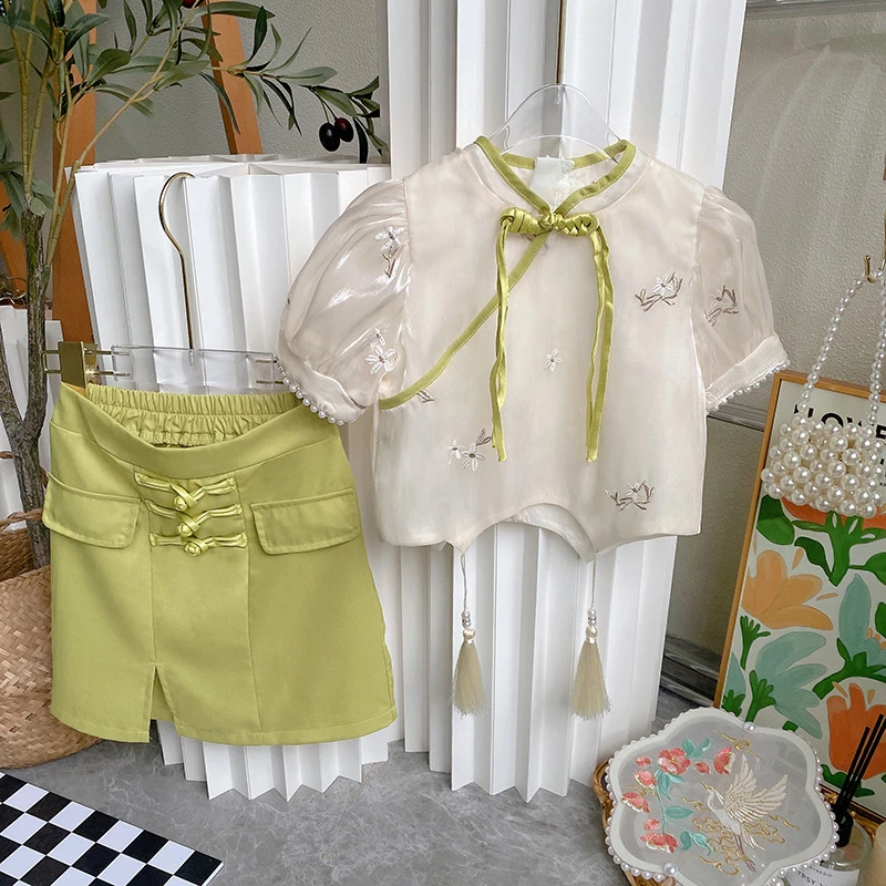 女童汉服夏季套装改良新款复古国风儿童装两件套女孩夏装RX1626