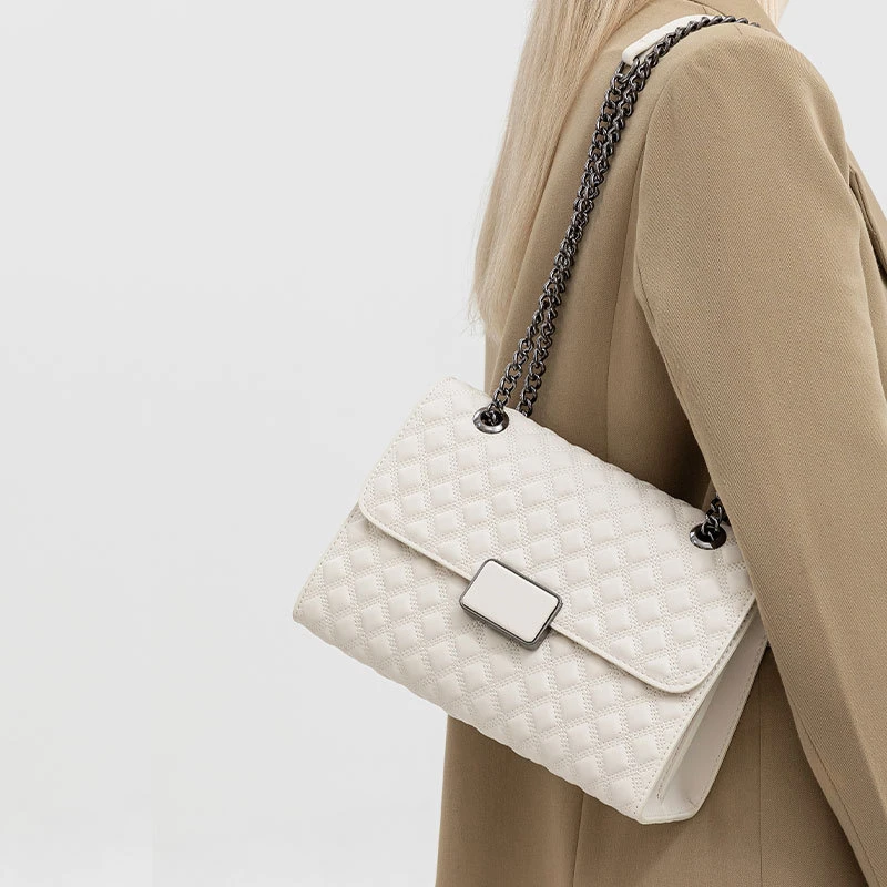 新款菱格链条包包女包春夏款单肩包高级感通勤女包大容量斜挎包