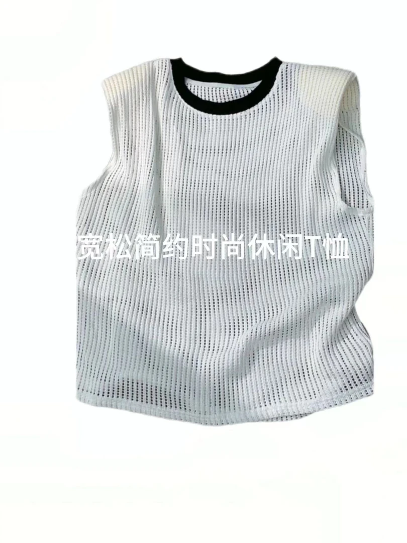 简单净丅，夏季宽松圆领拼色时尚，宽松，薄款大码无品牌女装069