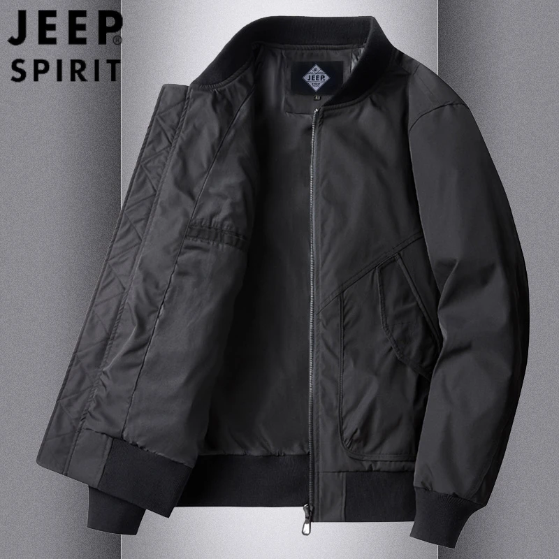 吉普时尚 男士休闲百搭外套春秋季美式复古宽松大码棒球服夹克男