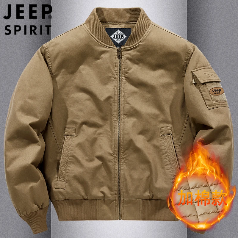 JEEP SPIRIT棉衣男冬季加厚休闲宽松外套棒球领棉服男士纯棉夹克