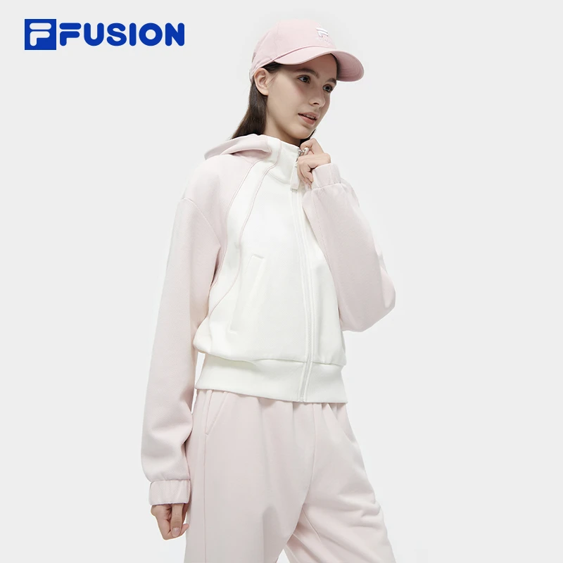 Fila/斐乐潮流女子针织连帽外套24春时尚休闲运动外套 T11W415502