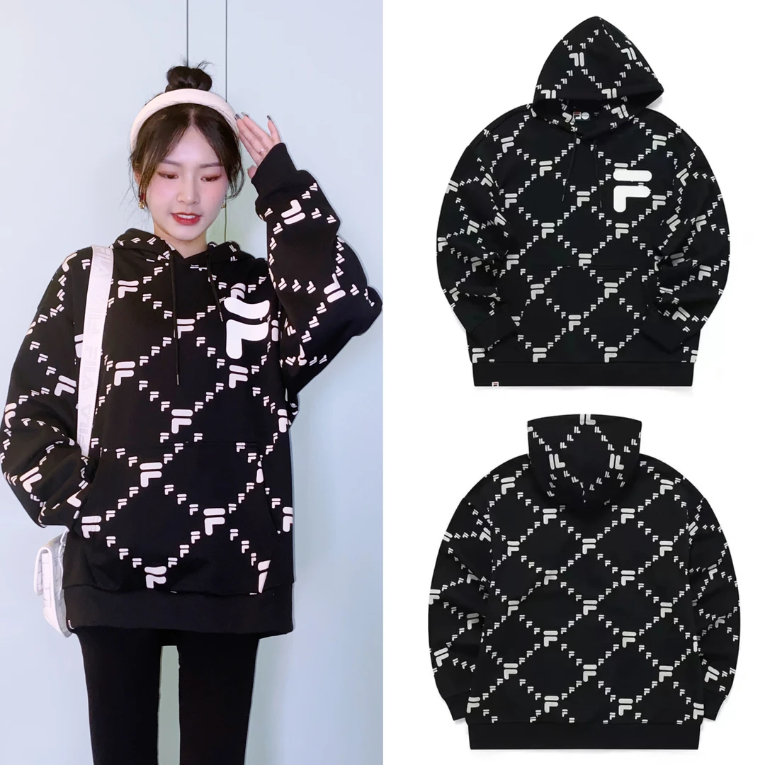 FILAFUSION秋季斐乐潮牌时尚休闲老花男女同款连帽卫衣T11U216205
