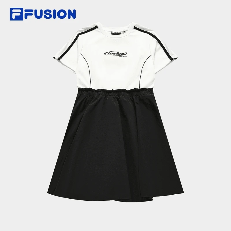 Fila/斐乐连衣裙流光风夏新款时尚拼接收腰遮肉百褶裙舒服穿搭