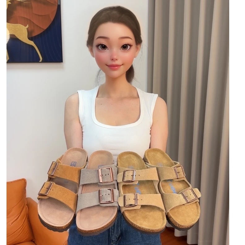 3CM出口品质网红真皮凉鞋复古风慵懒时尚风春夏秋户外女士百搭