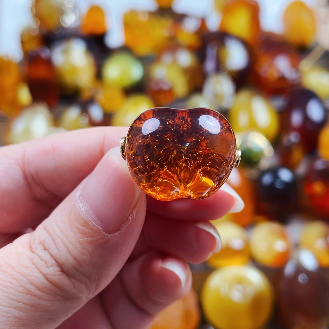 琥珀戒指银S925镶嵌?****࿐戒指