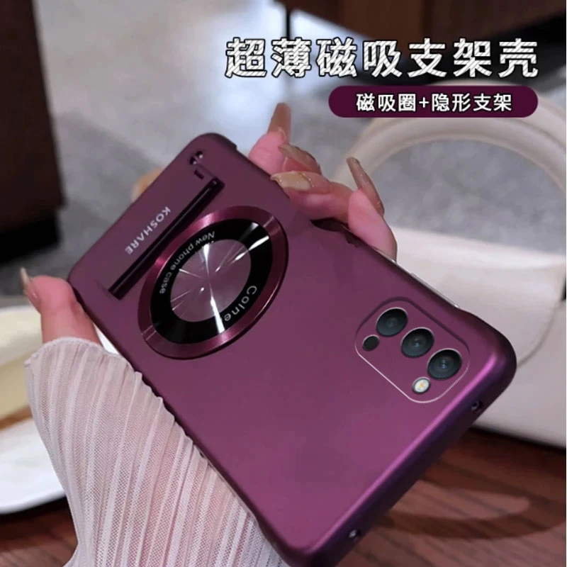 适用于OPPOReno4系列无边框圆形贴件支架简约大气折叠磁吸