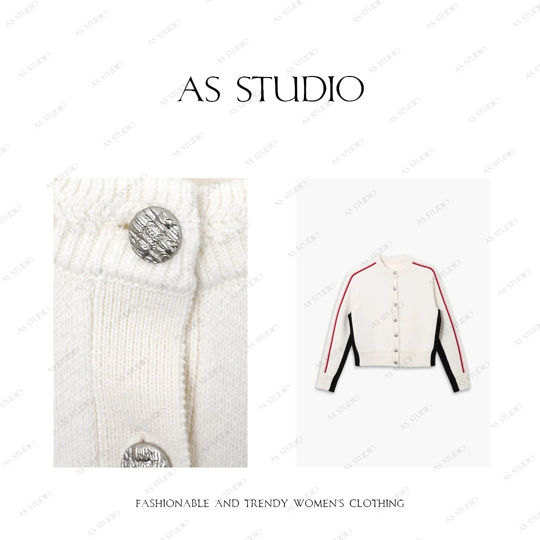 【AS海岸线】 24新撞色高级感大气百搭羊毛开衫AS24DMY3103