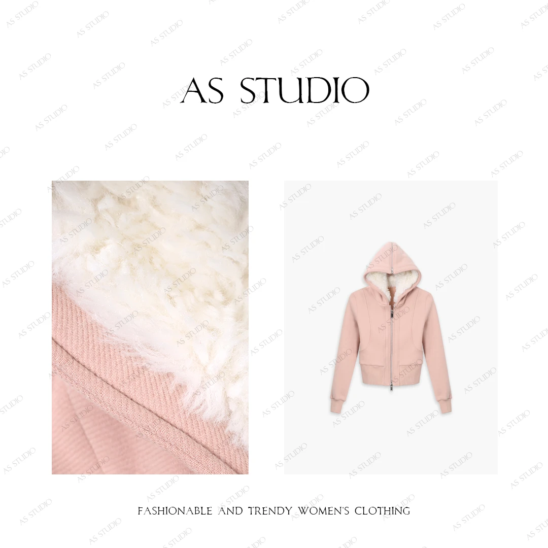 【AS温柔乡】25新连帽毛绒内胆加绒加厚小外套AS24DWT3138