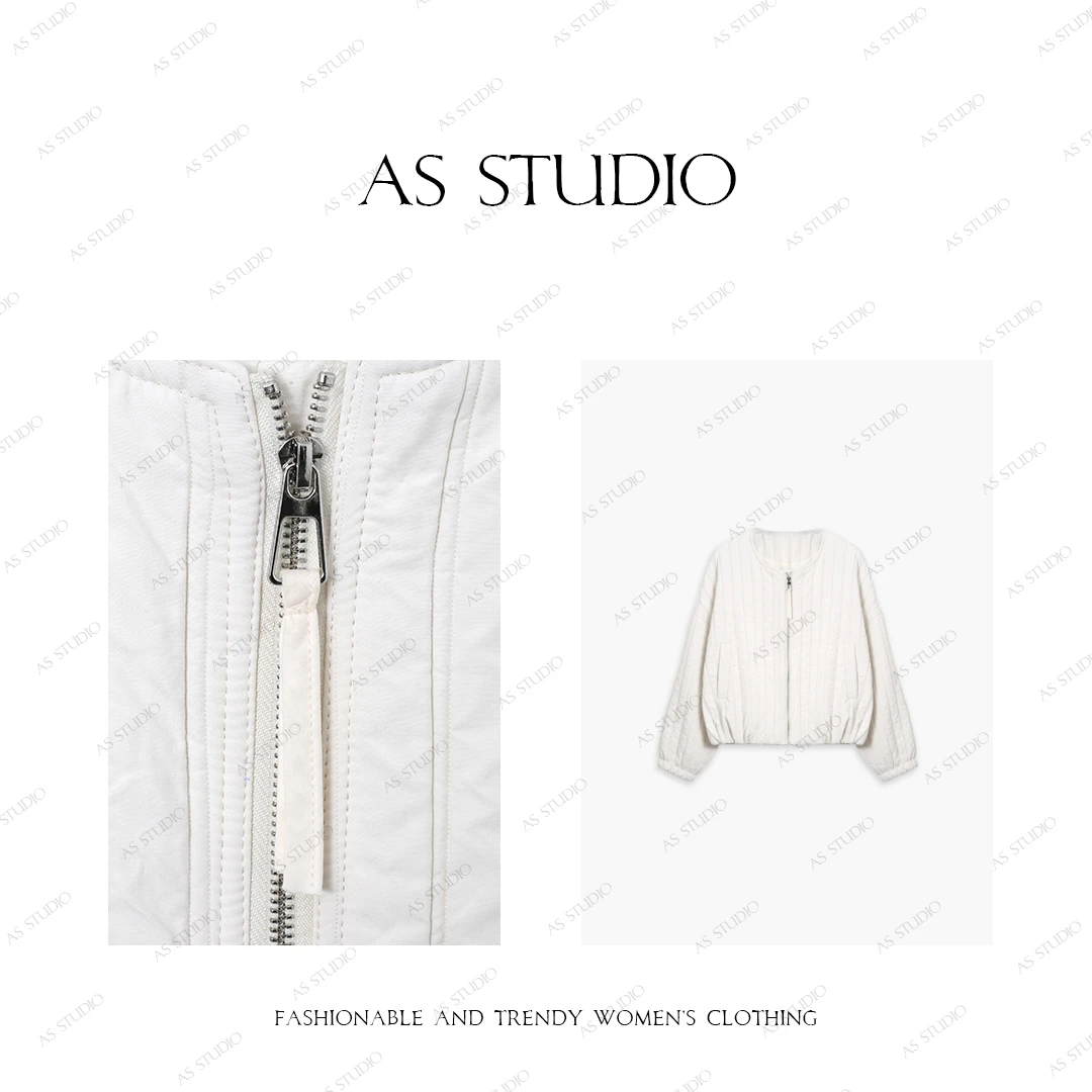 【AS奶糕】25新高级感休闲圆领轻薄加厚绗线棉服AS24DWT197