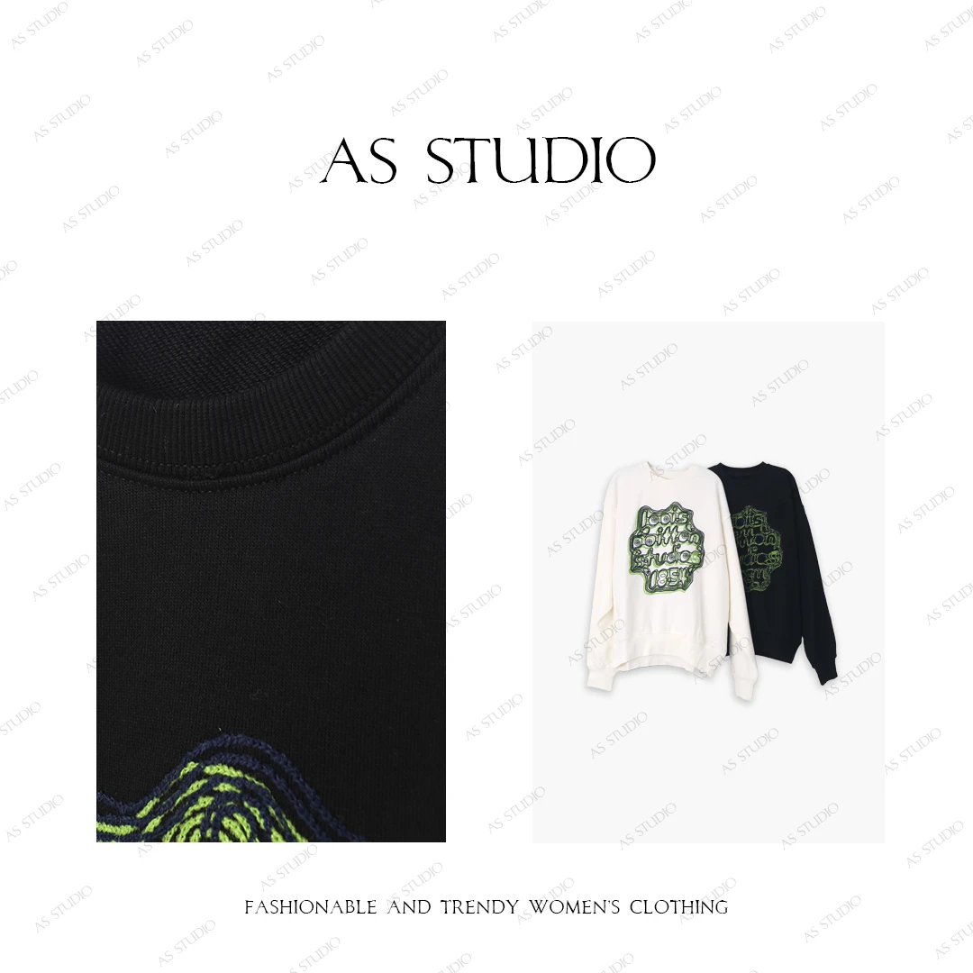 【AS几禾刺绣】24新不规则字母百搭情侣卫衣DZ231155036