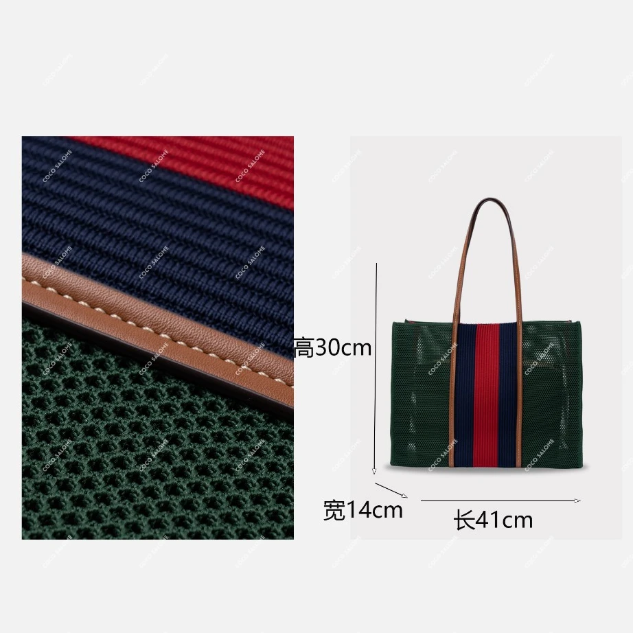 【大妮专属】针织布配头层真皮撞色设计师手提托特240426