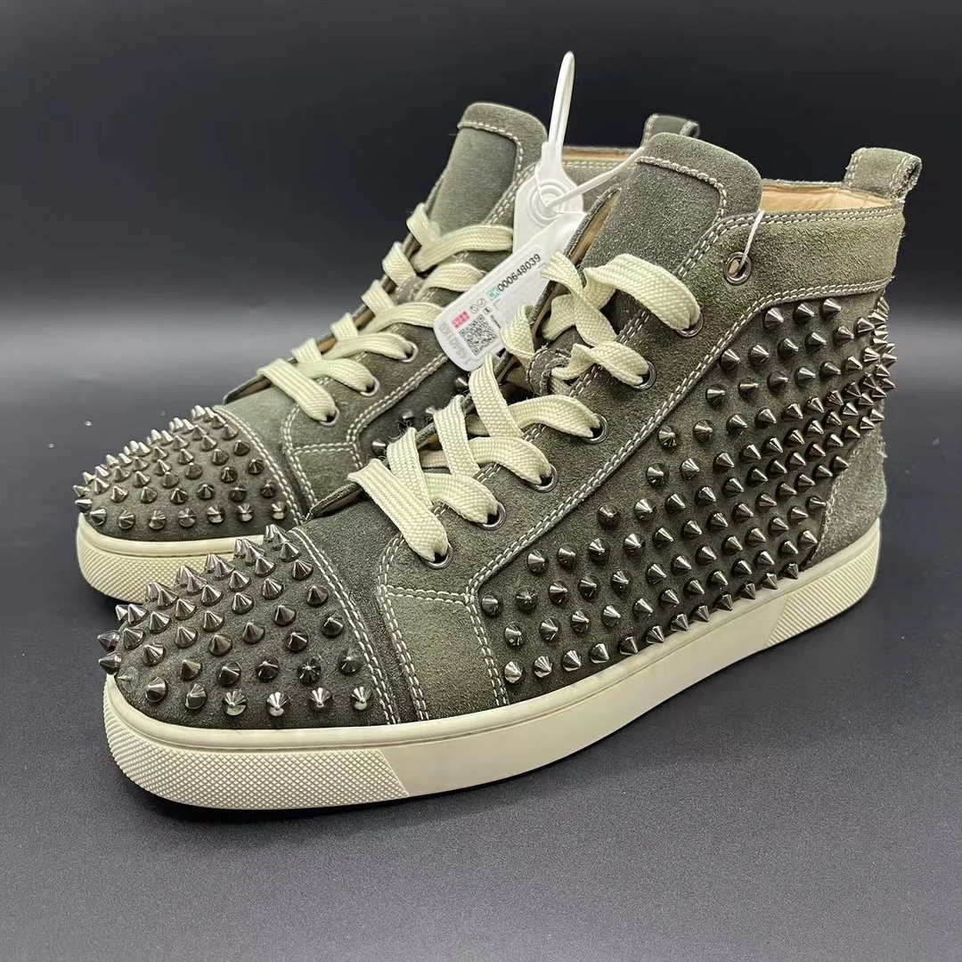 【聚星福利】Christian Louboutin/路铂廷军绿色嘎棒板鞋41码cat115