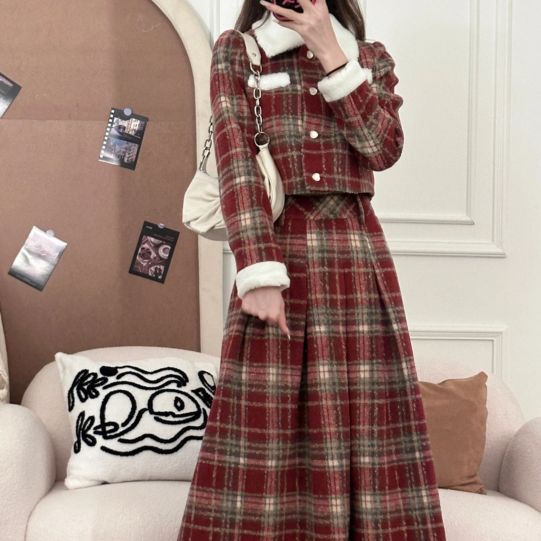 初恋笔记上衣 织物猪原创 红白撞色气质 小香风千金感长裙JK制服