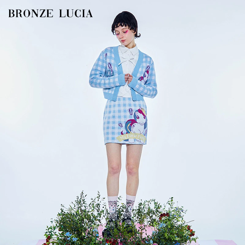 Bronze Lucia针织套装时髦开衫毛衣裙BLBBZZT17蓝色