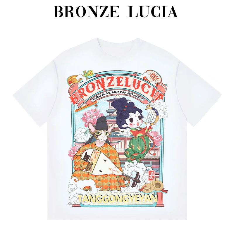 BronzeLucia唐宫夜宴夏季白色T恤BLBBTXZ14