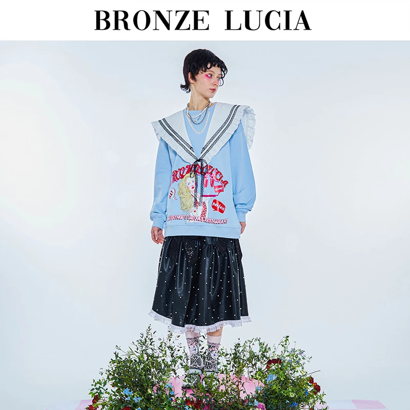 Bronze Lucia秋冬新款大娃娃领宽松卫衣BLBBWYZ10