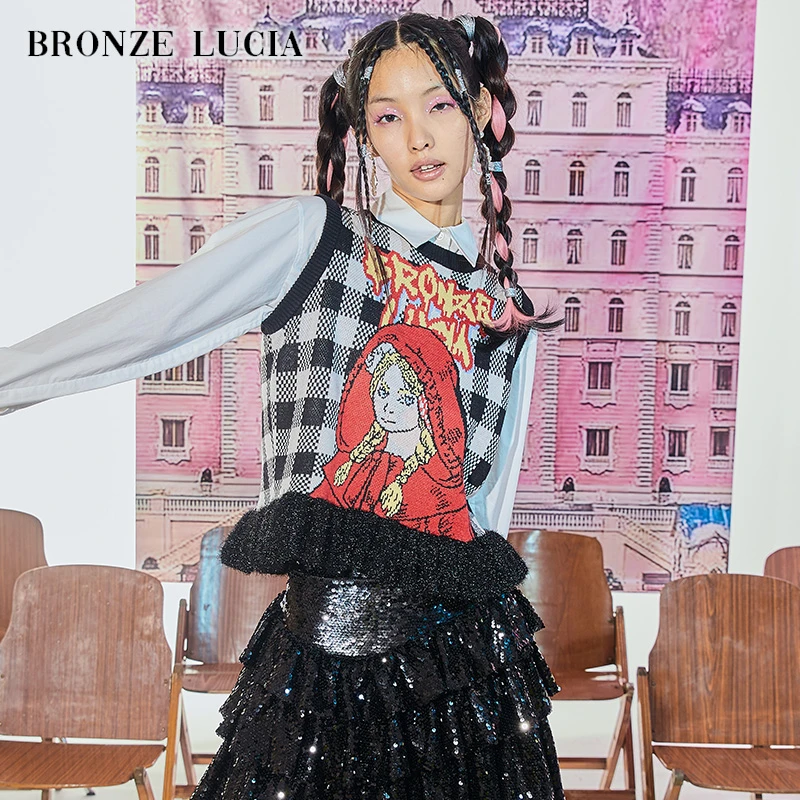 小红帽少女针织马甲荷叶边马甲甜美BLBBZZB32