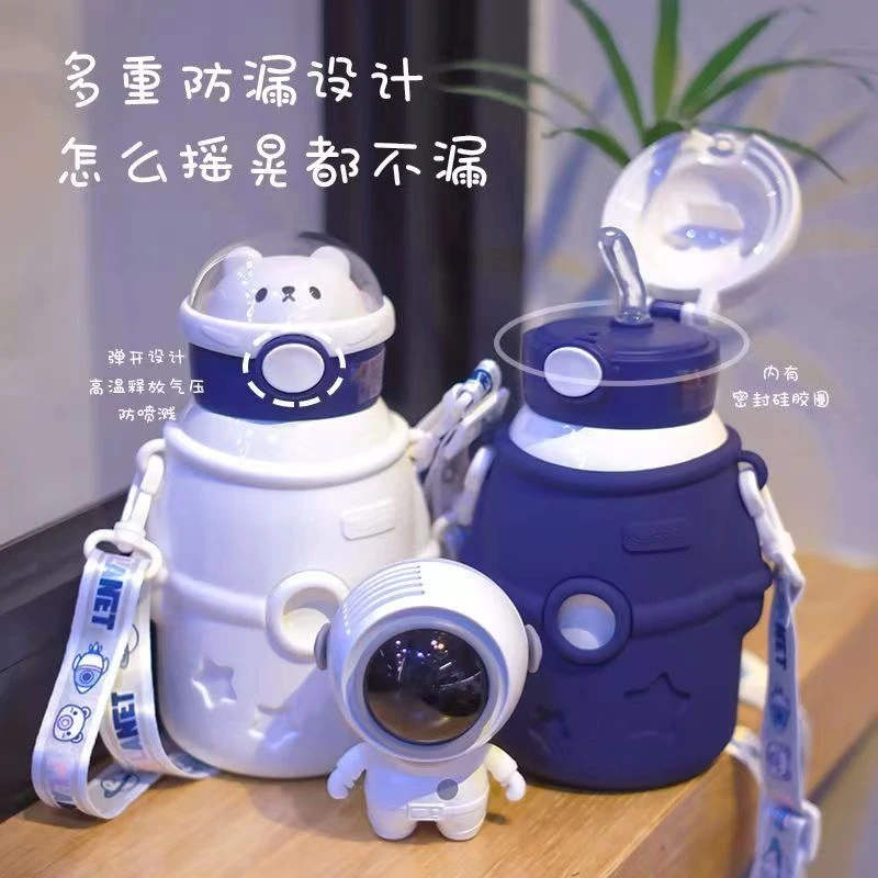 新款儿童保温杯500ML316不锈钢水杯吸管水杯可爱防漏
