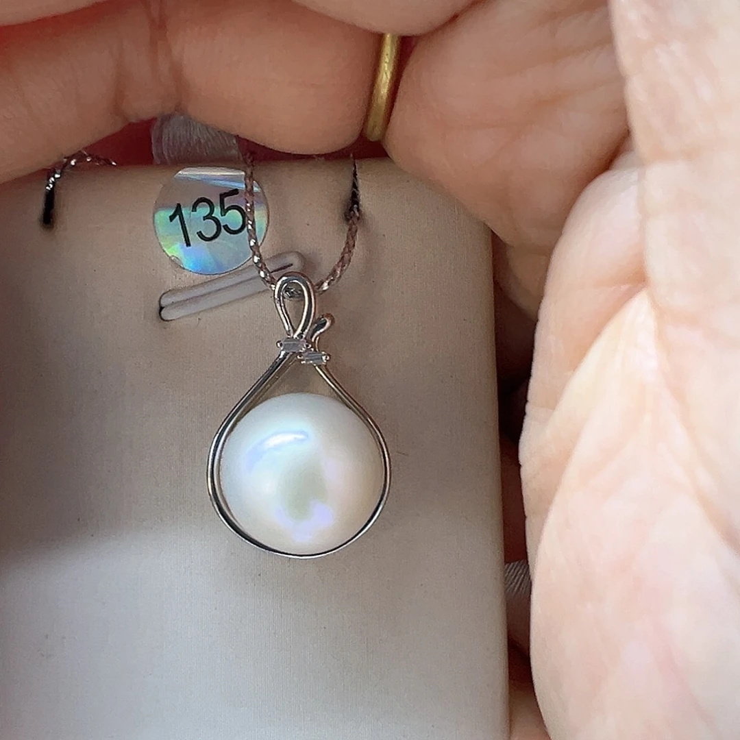 淡水珍珠吊坠(不含链)银S925镶嵌