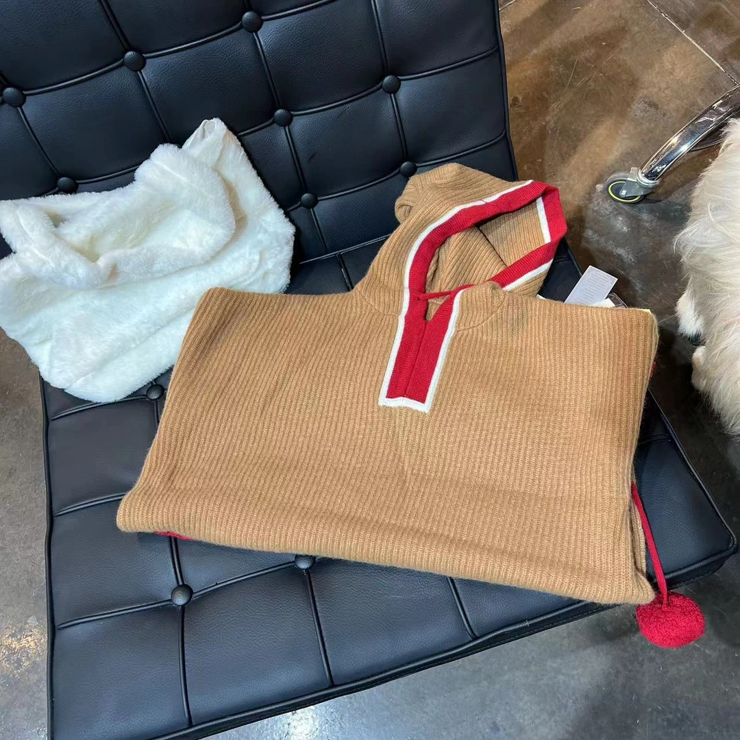 【100山羊绒】法式221575慵懒风时尚休闲加厚连帽衫