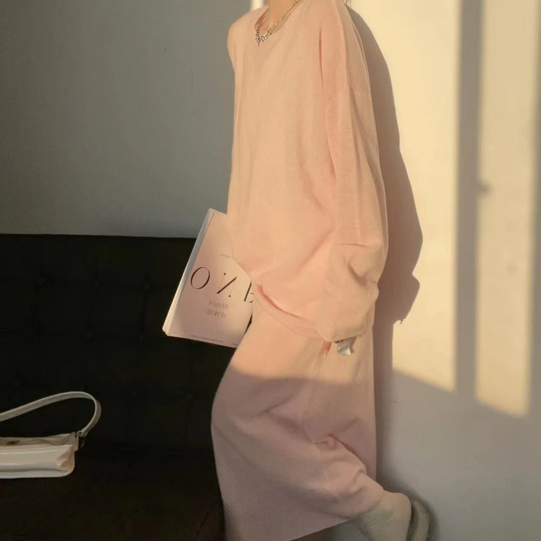 【俩月羊绒新款】231051-231052轻奢新款纯色百搭套装上衣