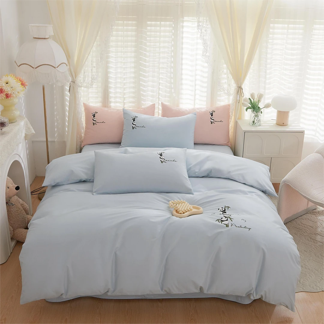纯棉四件套全棉精梳棉纯色网红学生宿舍床单公主风床上透气简约