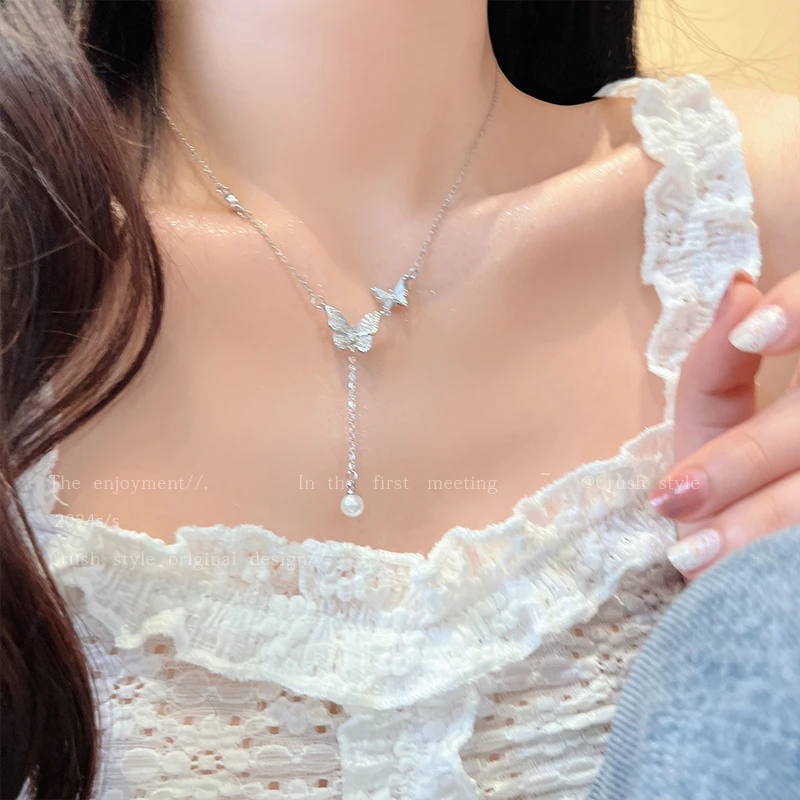 钛钢项链 LDLC蝴蝶流苏锁骨链女2024新款爆款小众高级感配饰YU776
