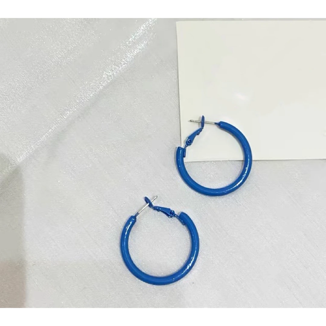 钛钢耳饰 蓝色圆圈耳环女2024新款气质高级轻奢耳坠耳饰女6997