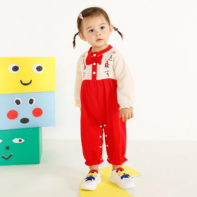 婴儿连体衣春秋长袖女童春季外出可爱衣服新生儿宝宝哈衣爬服洋气