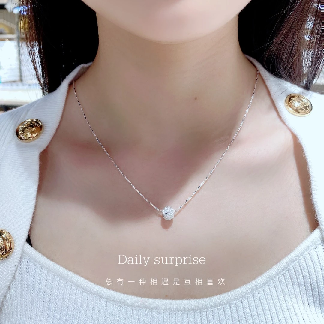 坠链均925银 韩版银项链女生日礼物时尚转运珠路路通银吊坠银饰品