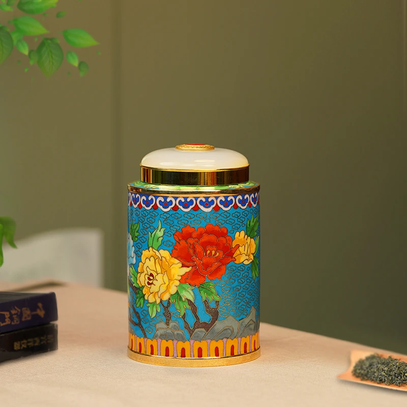景泰蓝茶叶罐铜胎掐丝手工艺品富贵添香奢华艺术经典家居收藏茶具