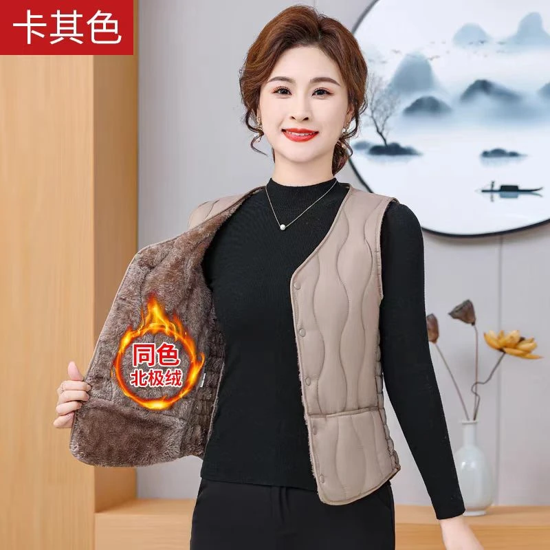 加厚款防寒保暖棉马甲女士加绒加厚新中式马甲中老年马夹