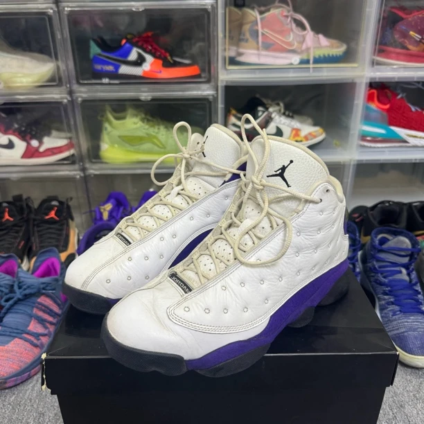 44码/原盒/Aj13 白紫 湖人 高帮复古篮球鞋/公价1599