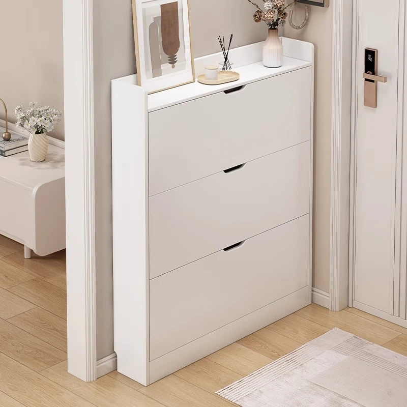 一件起批家用门口靠墙鞋架简约收纳柜薄款大容量17CM入户翻斗鞋柜