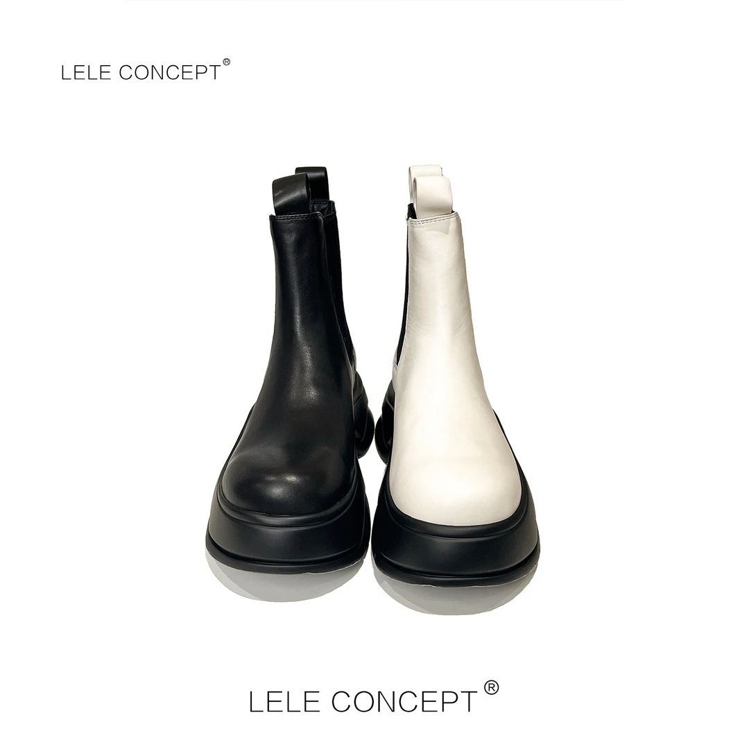 LELE CONCEPT｜「如一」厚底切尔西松紧短靴百搭英伦风圆头短筒X0152