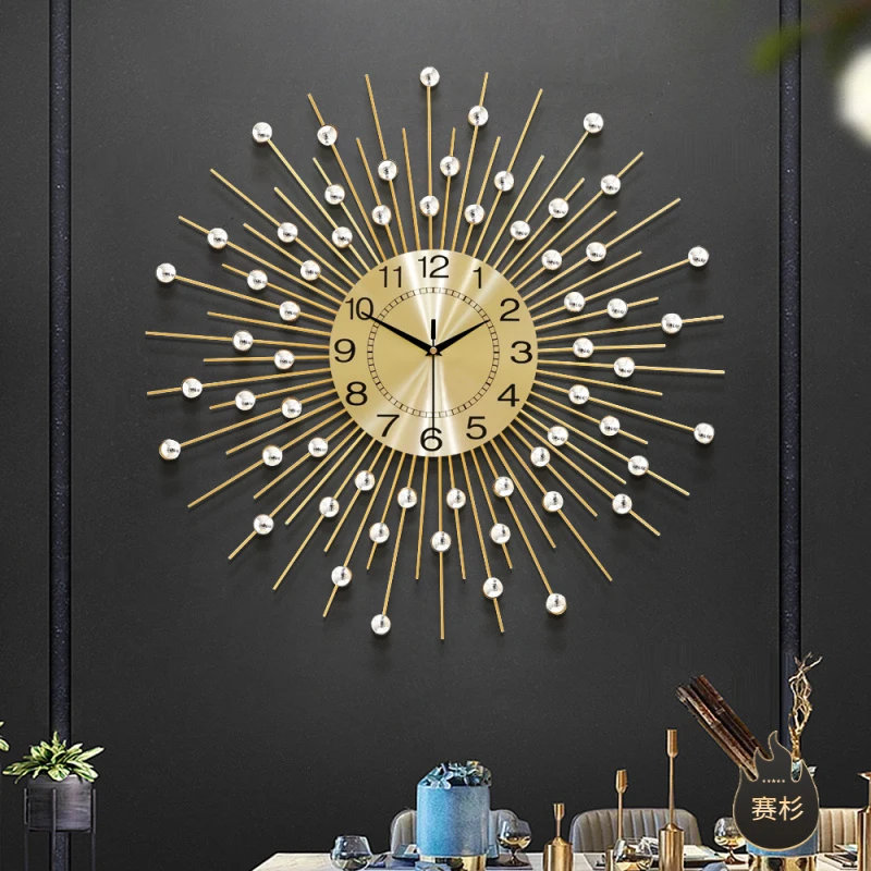 热卖欧式创意简约钟表铁艺装饰客厅挂钟时尚家居轻奢石英钟家用
