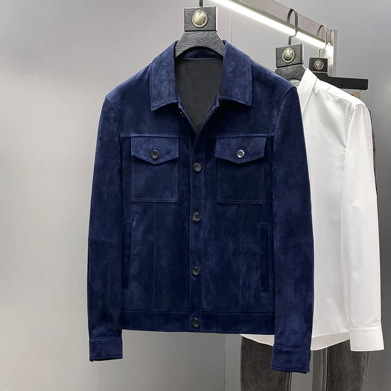 “彰显品位”進口小羊皮高级质感翻毛皮夹克 真皮皮衣 KZ8852