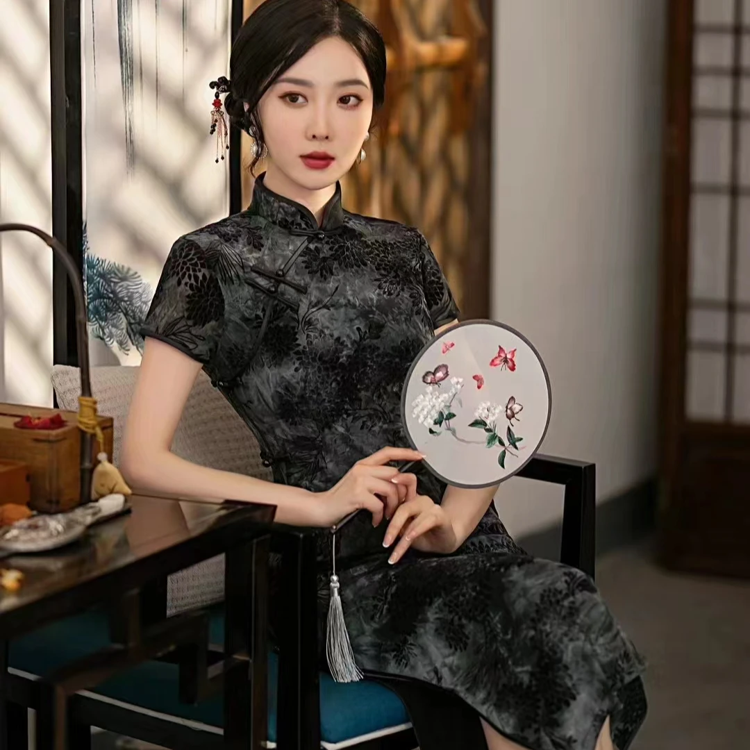 【短袖】改良旗袍2024新款春季女人味复古修身显瘦年轻连衣裙中国风