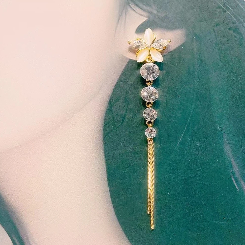 铜合金耳饰 （311号）志在四方五瓣花耳饰灵动轻奢时尚长款百搭耳环