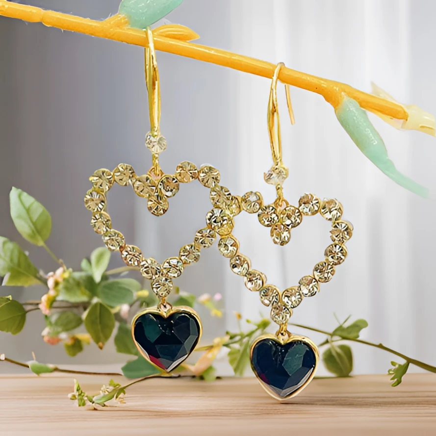 铜合金耳饰 （226号）心心相印爱心耳钩吊坠轻奢时尚个性百搭耳饰