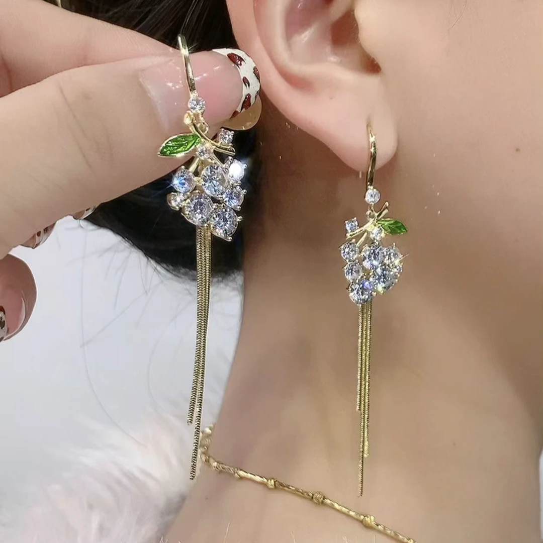 铜合金耳饰 （059号）长款流苏水果味时尚气质百搭耳饰