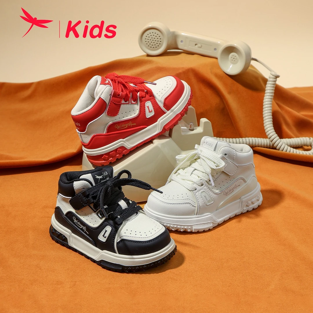红蜻蜓男女童鞋2024冬季新款高帮板鞋软底休闲跑步鞋 415