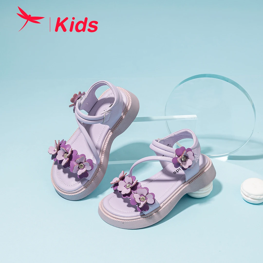 红蜻蜓女童夏季花朵公主凉鞋韩版时尚女孩沙滩鞋舒适百搭单鞋 422