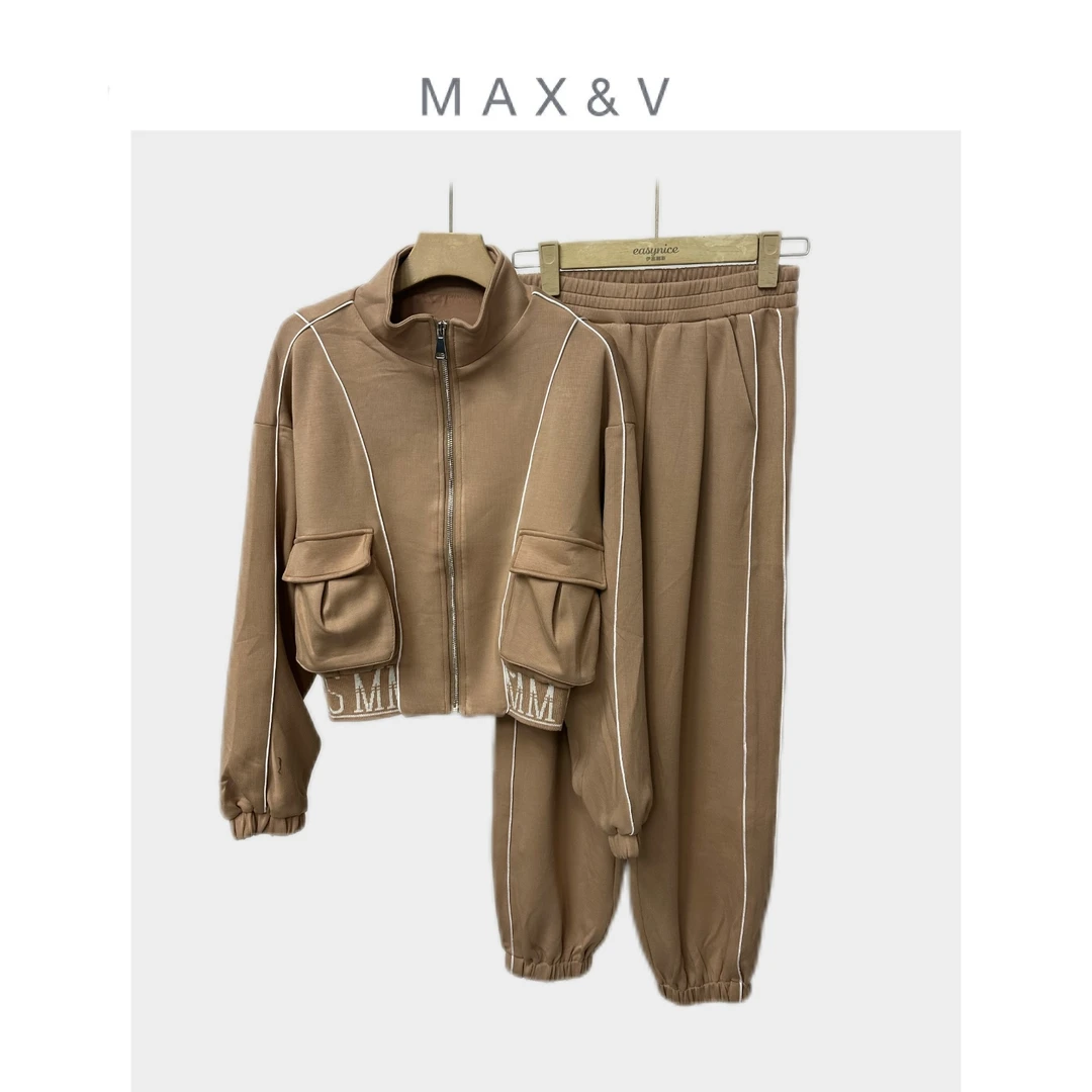 休闲时尚百搭修身显瘦上衣外套松紧腰休闲裤减龄两件套 FG-273