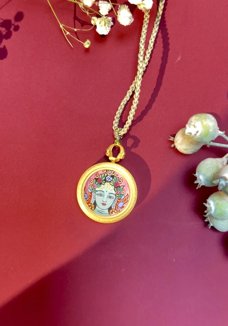 【菩缘藏饰】2.0绿度白度双面纯手绘矿物颜料吊坠