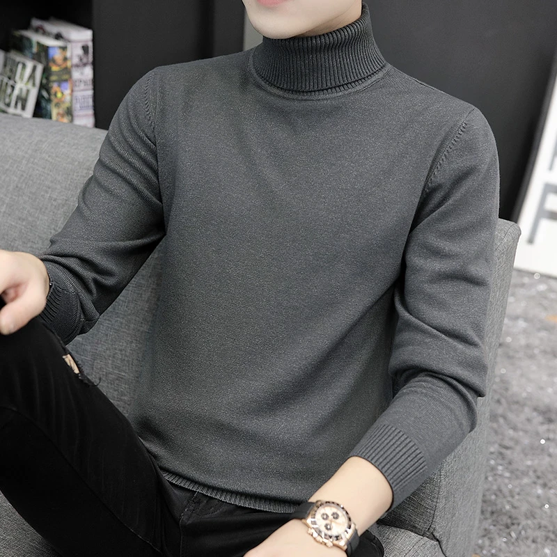 高领毛衣男韩版潮流针织打底衫翻领线衣14002